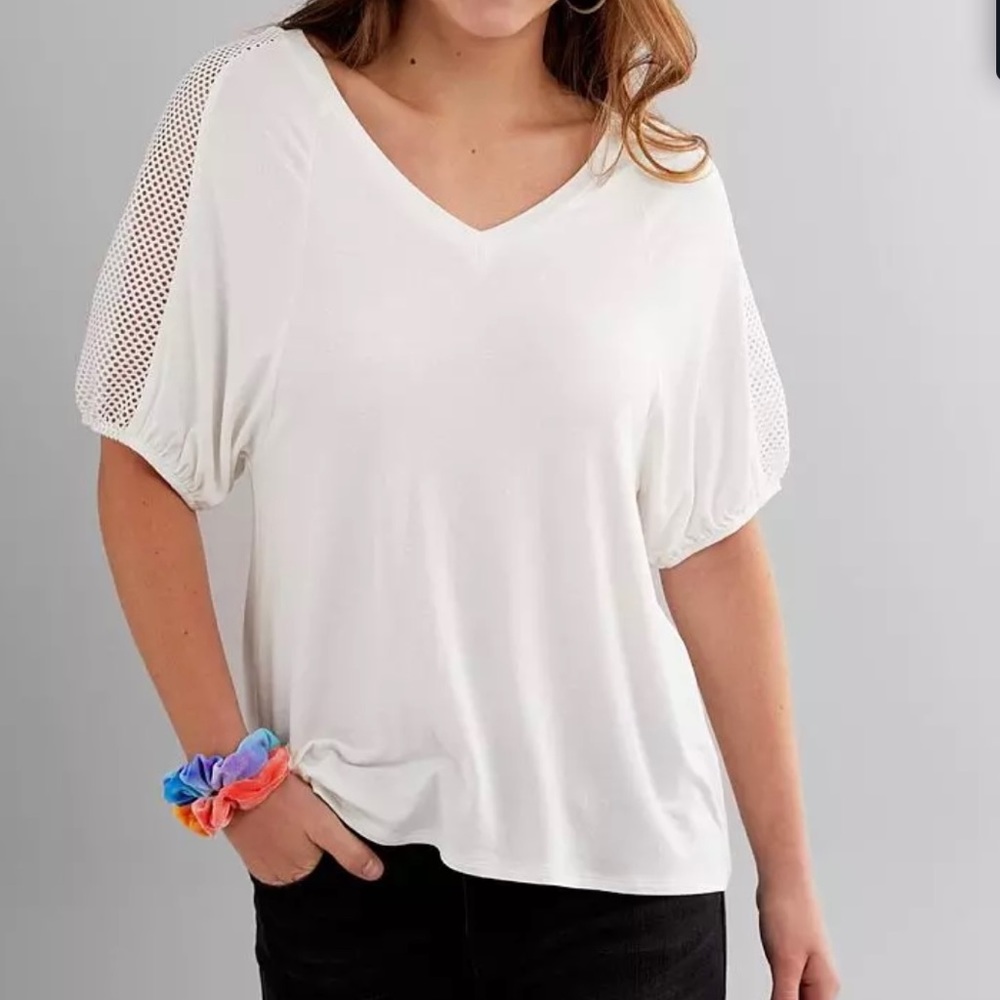 Buckle Daytrip double V neck knit top